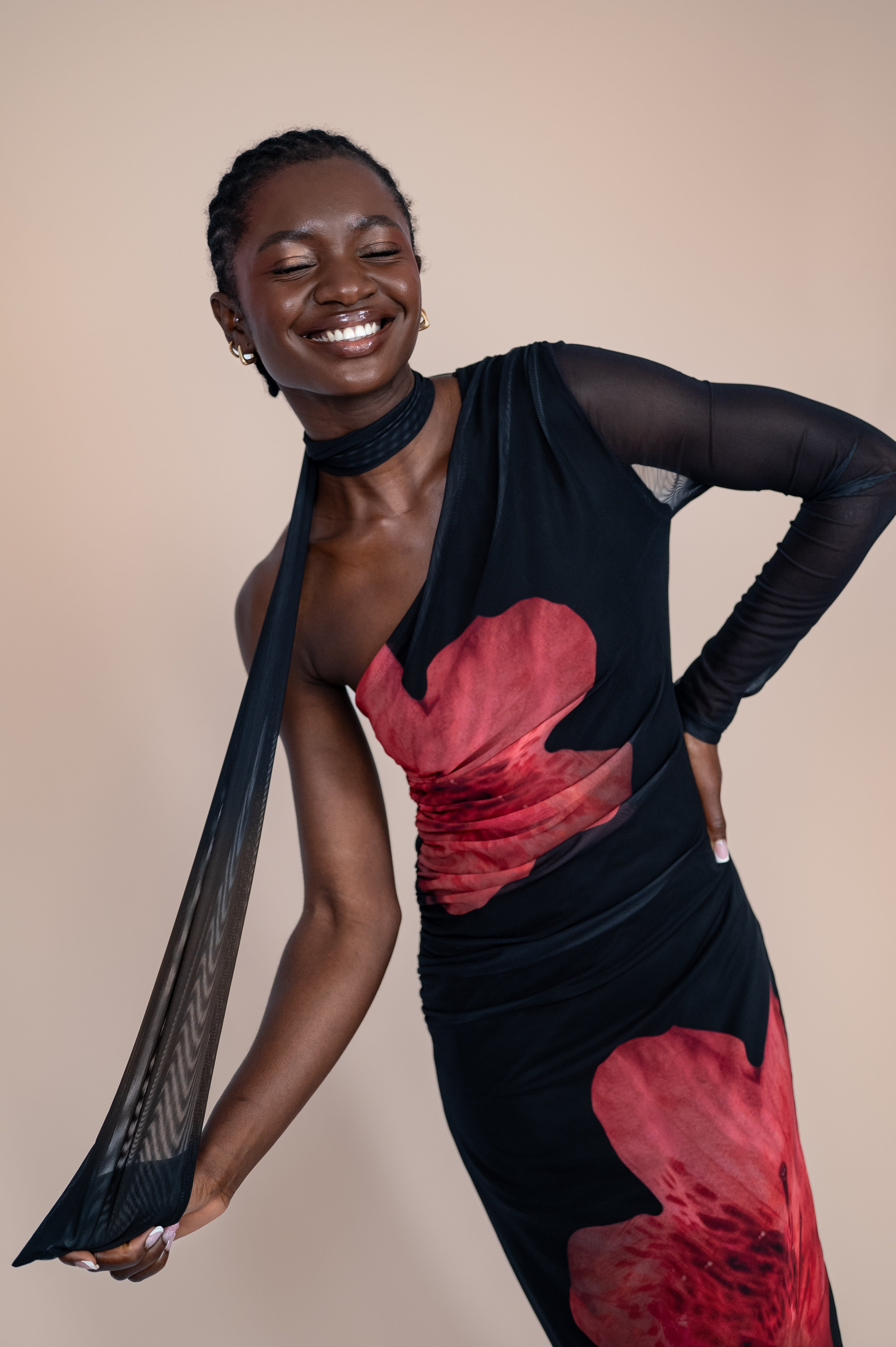 One-Shoulder Floral Dress