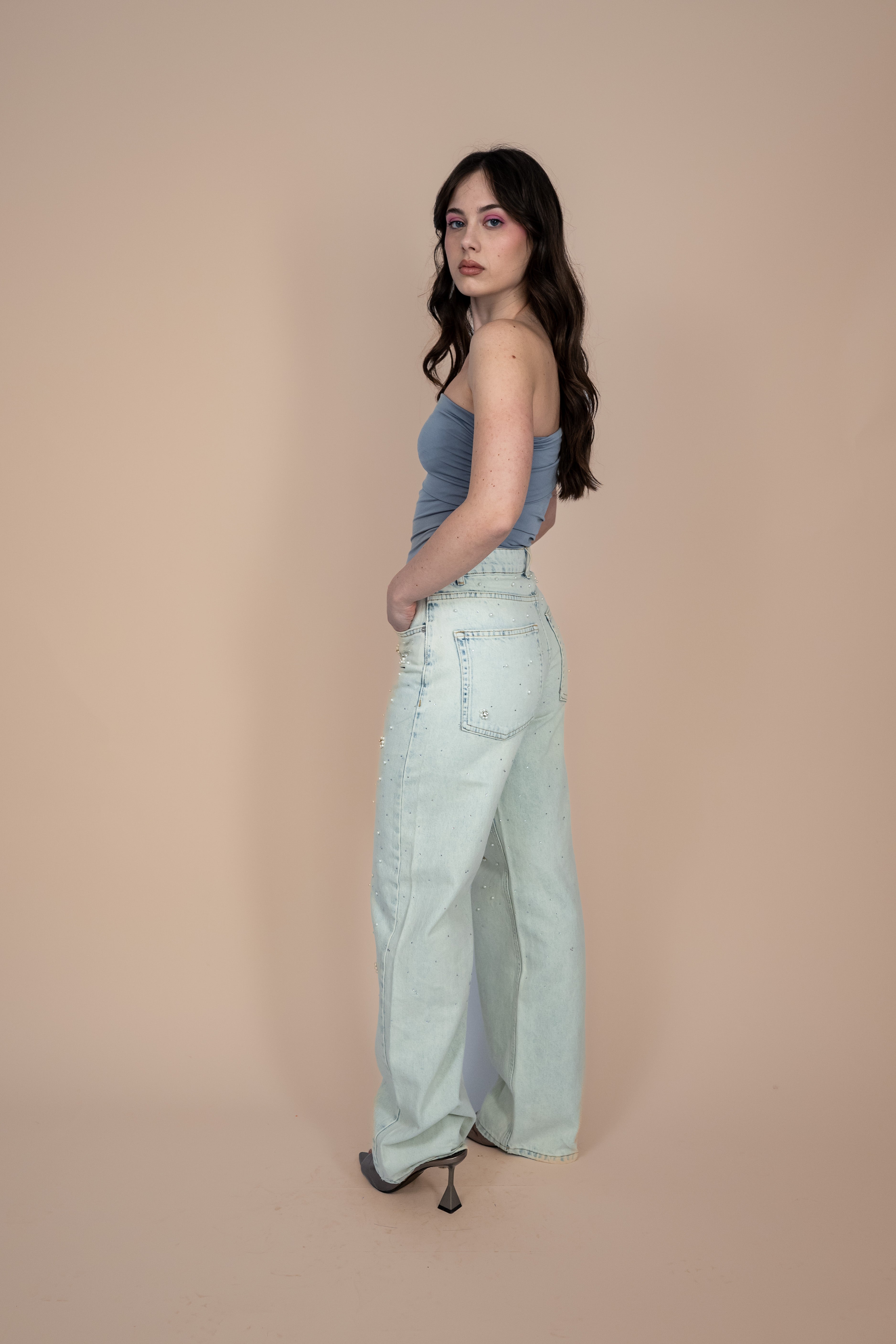 Pearl-Embellished Jeans