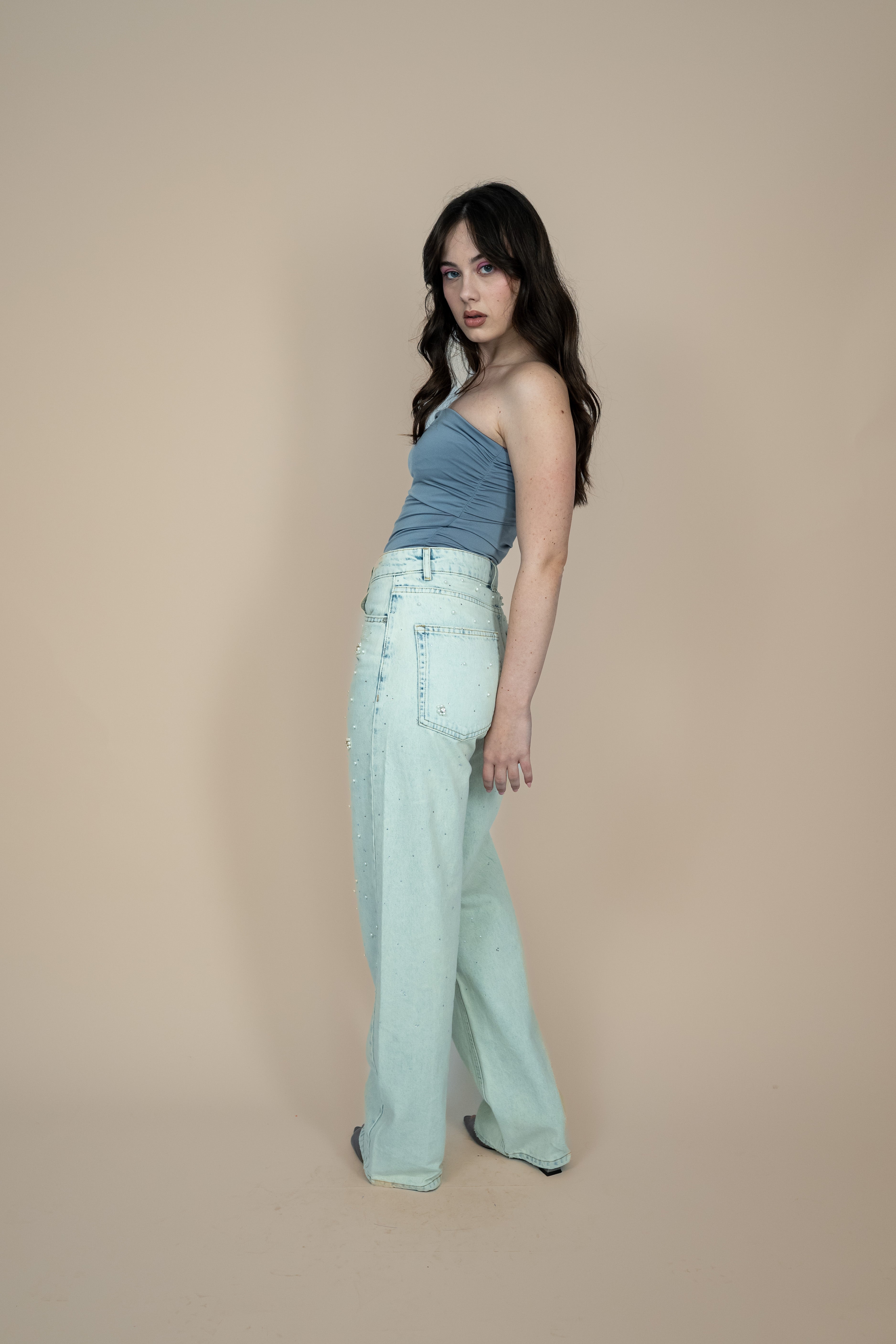 Pearl-Embellished Jeans