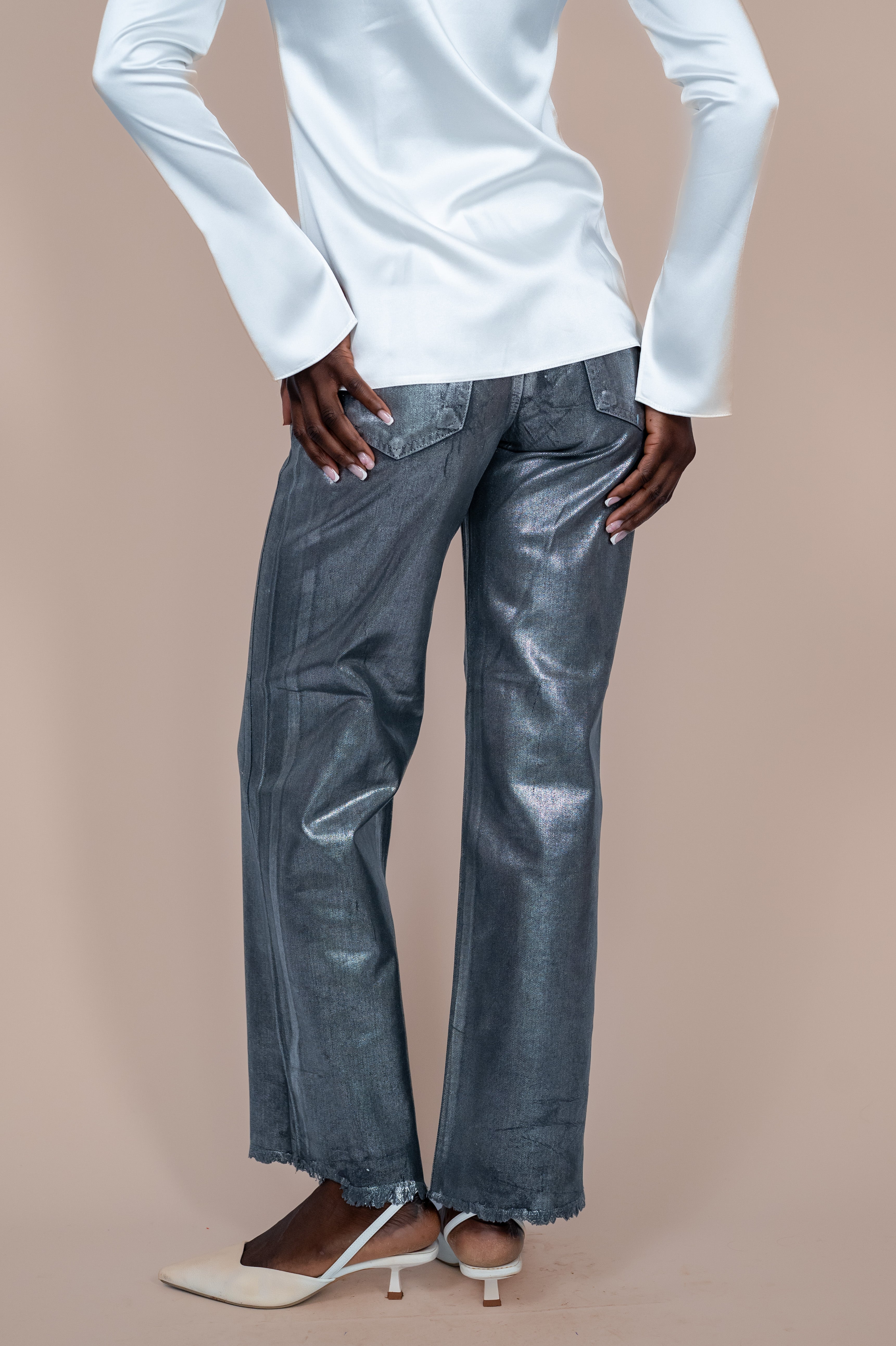 Silver High-Waisted Jeans